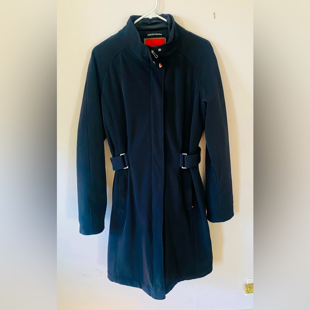 The north face trench coat cinch able belted large primaloft embroidered lined
